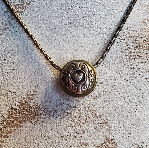 Brighton Necklace Celestial Blue Crystal Reversable Pendant Silverplate Retired - Picture 4 of 10